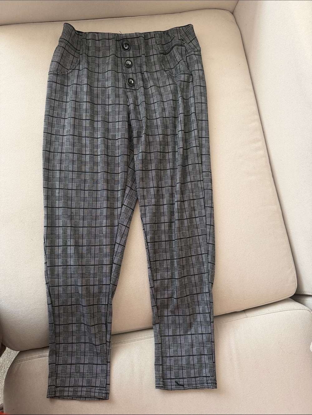 Gray Plaid Wonen’s Dress Pants - Classic Tailored Style